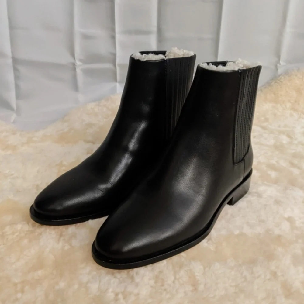 J.Crew Sherpa-lined Chelsea Leather Boots 5.5 NEW